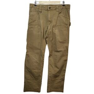 Noble Outfitters Mens 34x32 Tan Khaki Double Front Canvas Utility Work Pants *